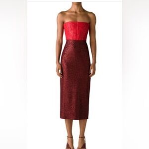 St. John bonded sequin strapless midi dress size 6